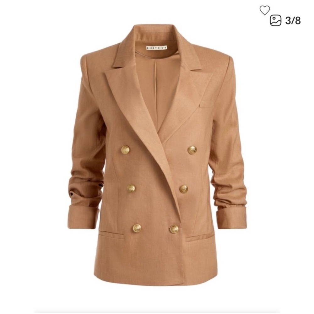Alice + Olivia Tan Blazer with Gold Accents - Picture 2 of 4